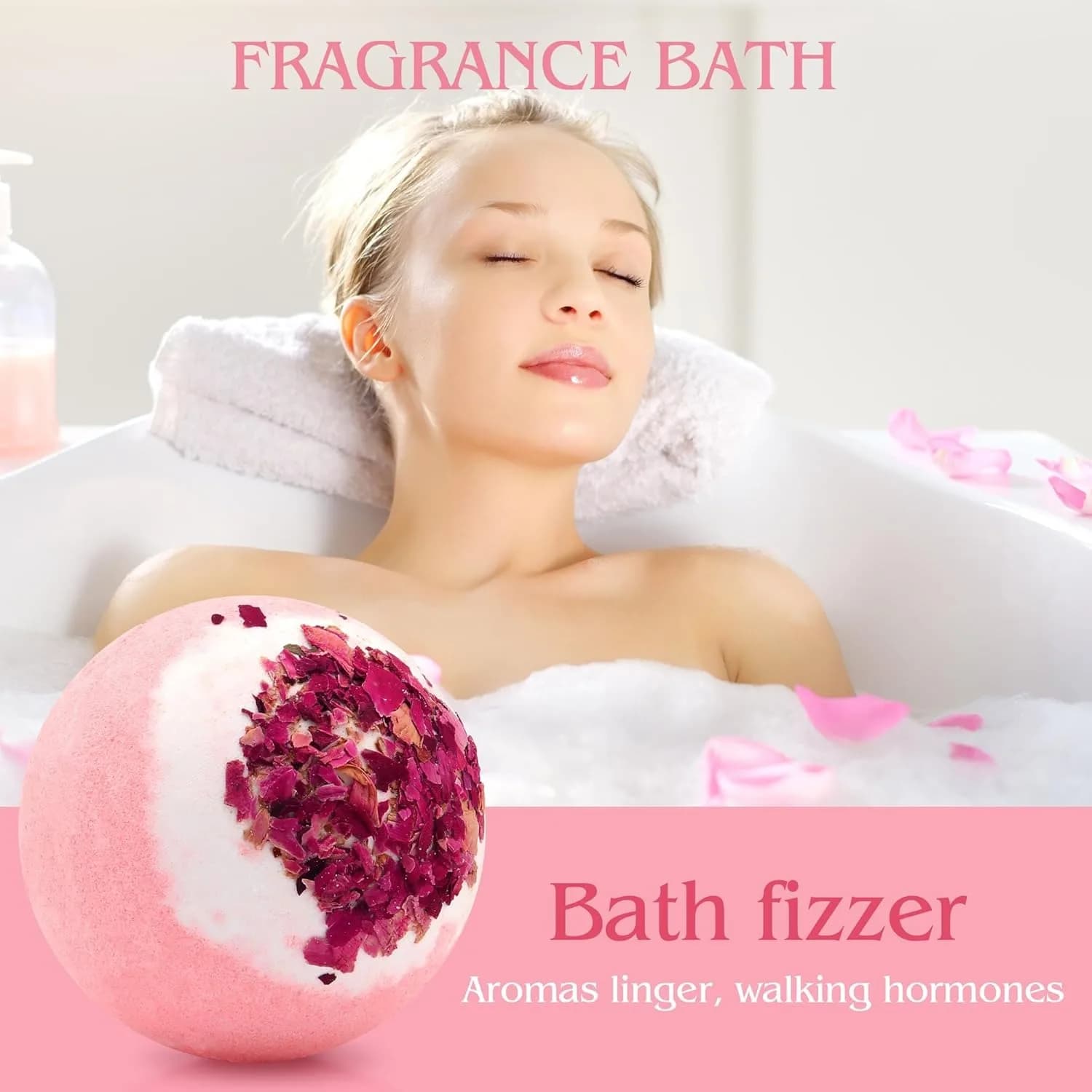 Bombes de bain à fleurs séchées, boules de sel, extrait de Rose, huiles essentielles, hydratant, peau sèche, pétillante, Spa, soins de Relaxation, bombe de bain à bulles