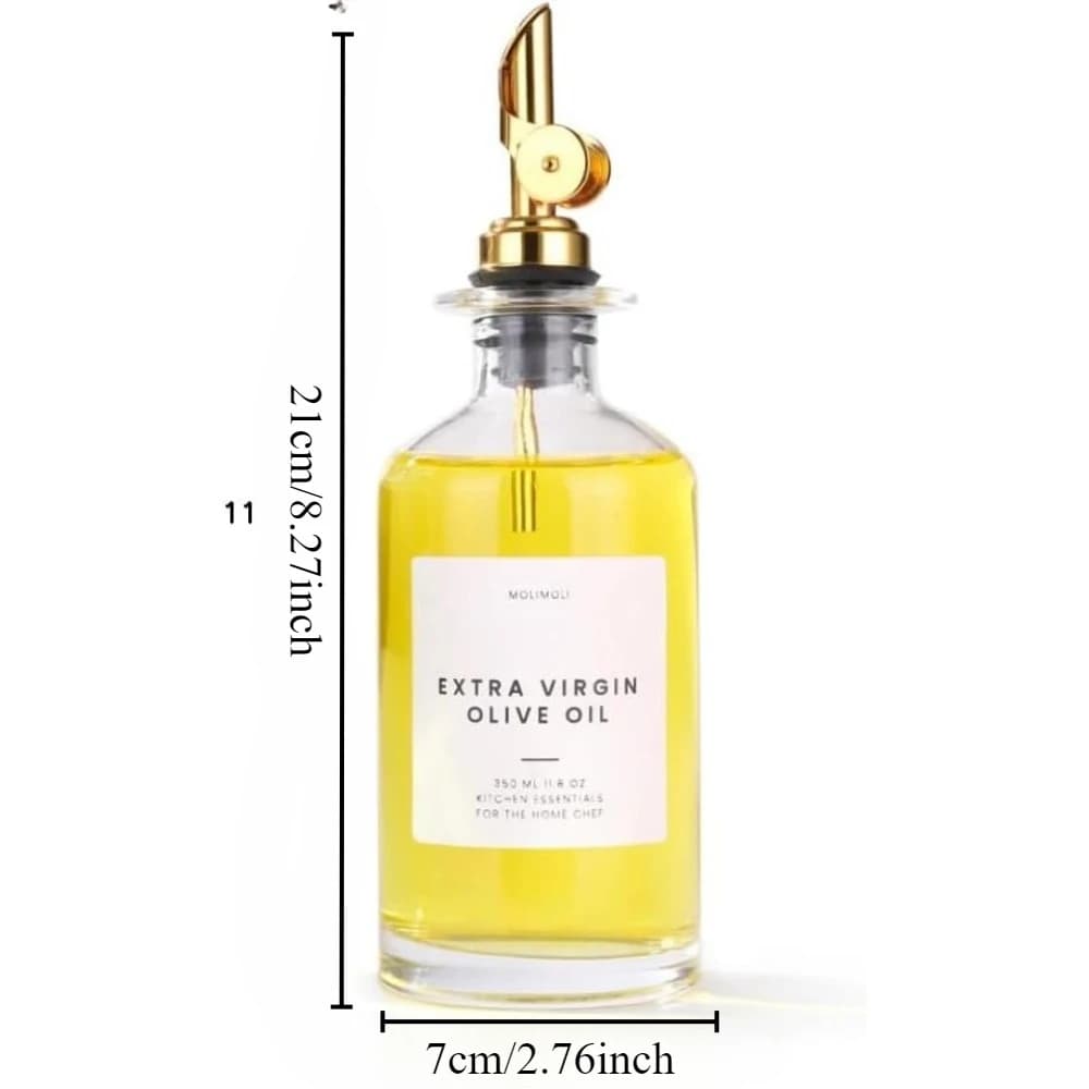 Distributeur d'huile et de vinaigre avec bec en métal, Pot d'huile anti-fuite, récipient d'assaisonnement, distributeur de bouteilles en verre de cuisine