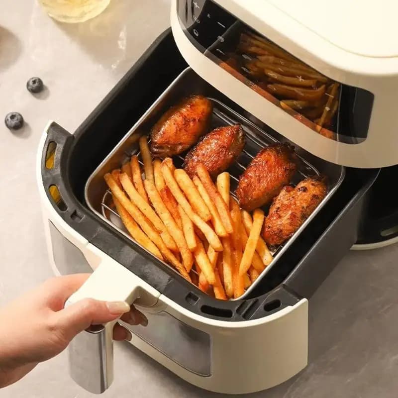 Grille de drainage d'huile pour friteuse à air en acier inoxydable 304, résistante à la chaleur, facile à nettoyer, accessoire de cuisine pour la cuisson, la grillade et la rôtisserie