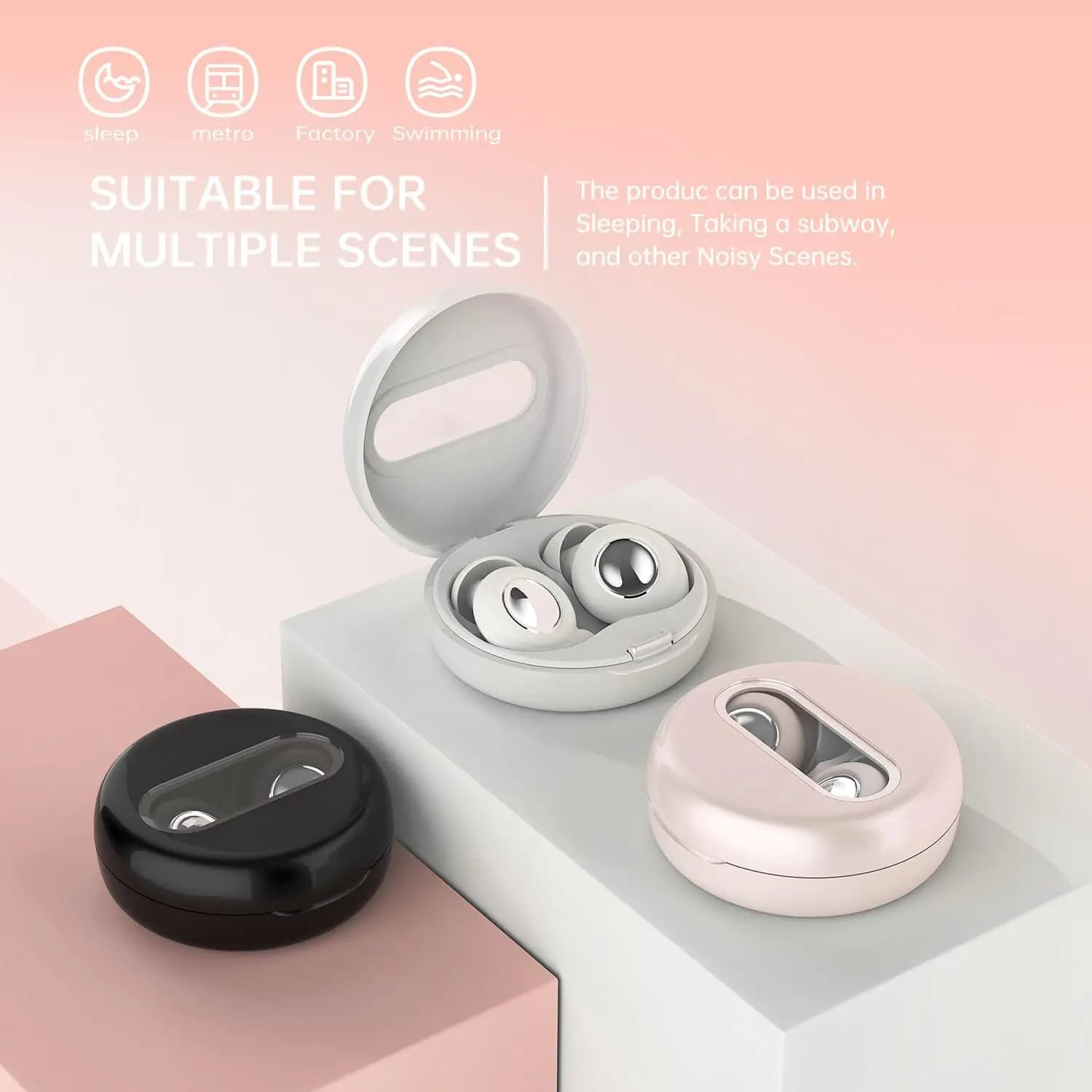 Bouchons d'oreille en Silicone Eayburst pour dormir Bouchons d'oreilles réutilisables ultra confortables avec bouchon d'oreille de protection auditive antibruit