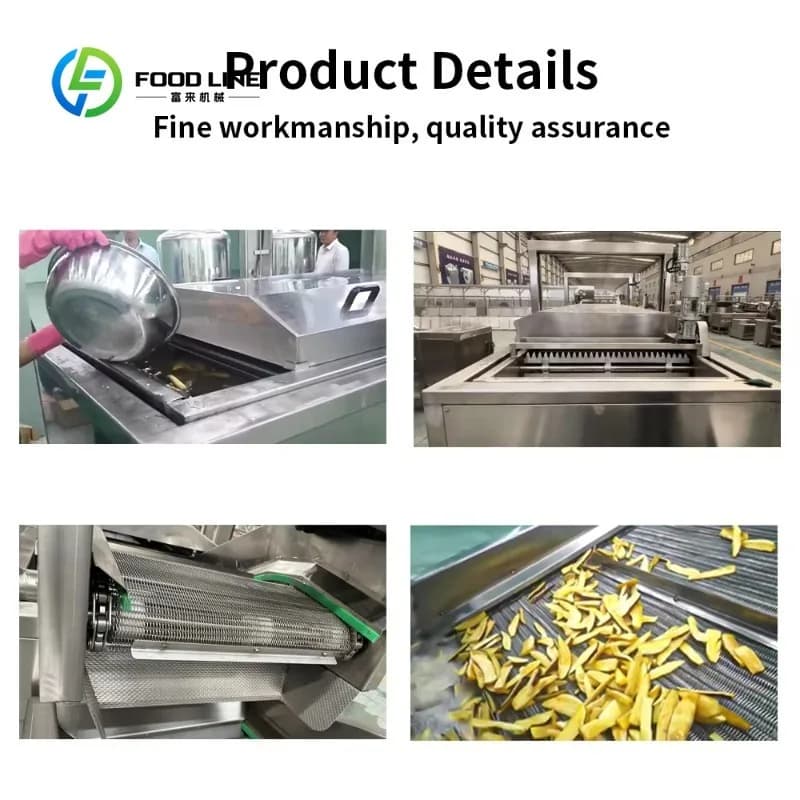 Machine de friture industrielle automatique continue personnalisée avec filtration d'huile intégrée pour fruits de mer/légumes