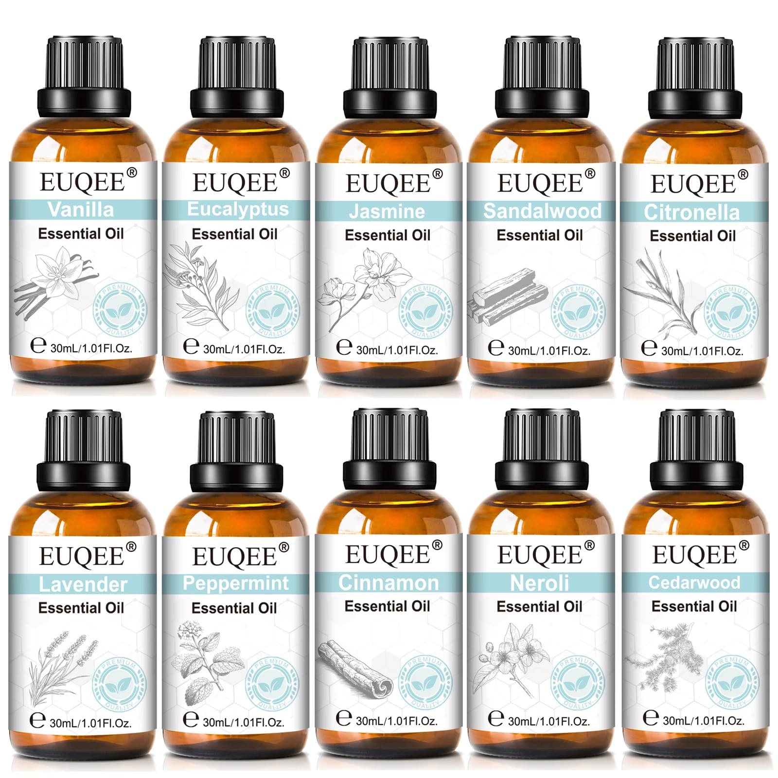 EUQEE 30ml huiles essentielles pures pour humidificateur