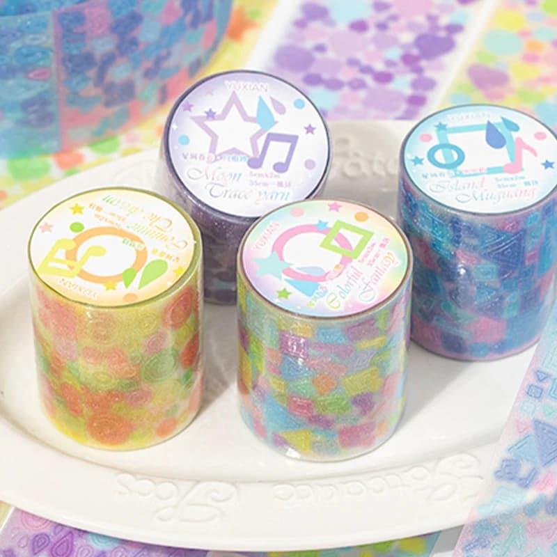 Ruban adhésif décoratif Kawaii Washi Star River Roll Series 50mm * 2m pour carnet créatif, décoration DIY, matériel de base pour scrapbooking