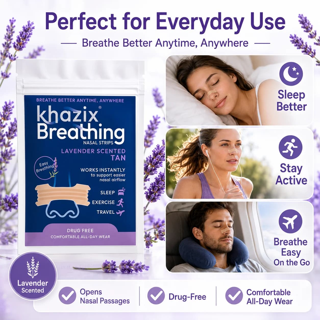 30 Bandes Nasales au Menthol pour une Respiration Facilitée, Bandes Nasales Confortables pour le Sommeil, l'Exercice, les Voyages et l'Usage Quotidien