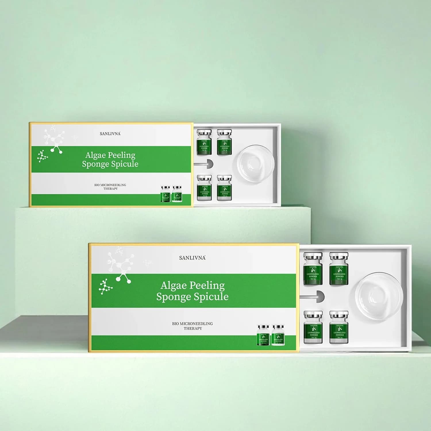 Kit de exfolie des algues pour le traitement de l'acné, réparation de la peau, rajeunissement du visage, blanchiment et éclaircit, nettoyage, soins fonctionnels pour la peau 