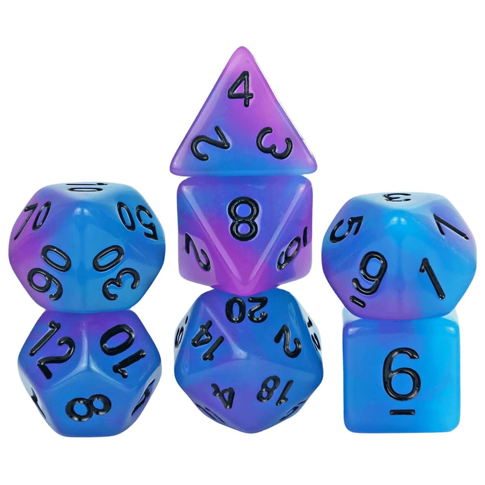Jeu de dés polyédriques phosphorescents avec tube, dés pour petit-déjeuner du MDN, divertissement de fête, jeux de société, 7 pièces, D4,D6,D8,D10,D12,D20
