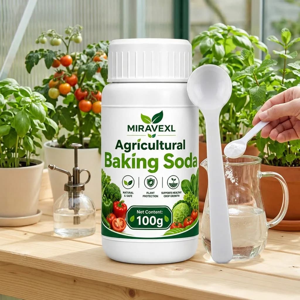Bicarbonate de soude agricole 100g – Poudre pour l'entretien des plantes, à mélanger à l'eau, utilisation naturelle en jardin pour plantes en pot, pelle incluse