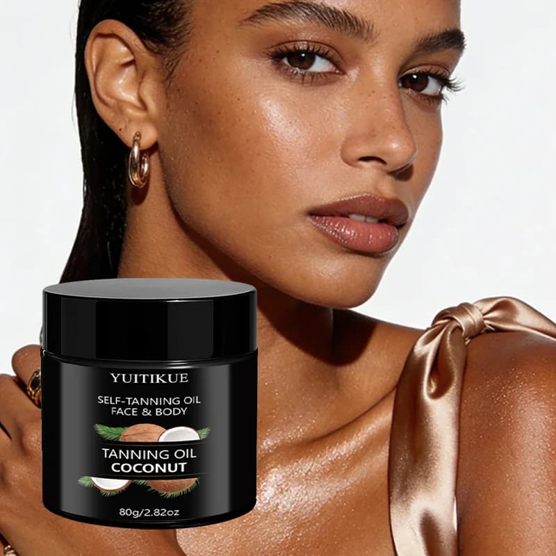 Huile autobronzante à la noix de coco Yuitikue, 80g, huile bronzante pour le visage et le corps, pour un éclat doré naturel, autobronzant hydratant sans soleil
