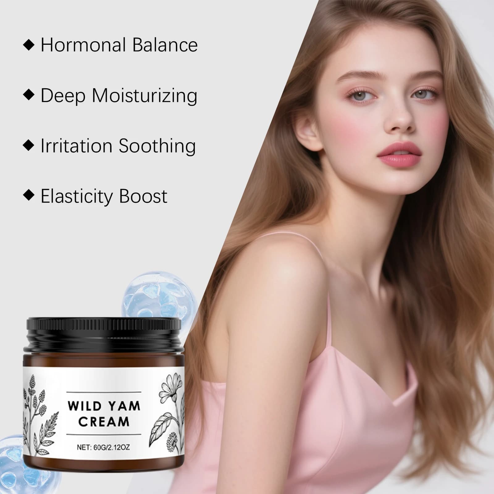 Crème Yam sauvage Hormones équilibre femme améliorer l'élasticité de la peau brillant soins de la peau traitement du ménopause crème de progesterone naturelle