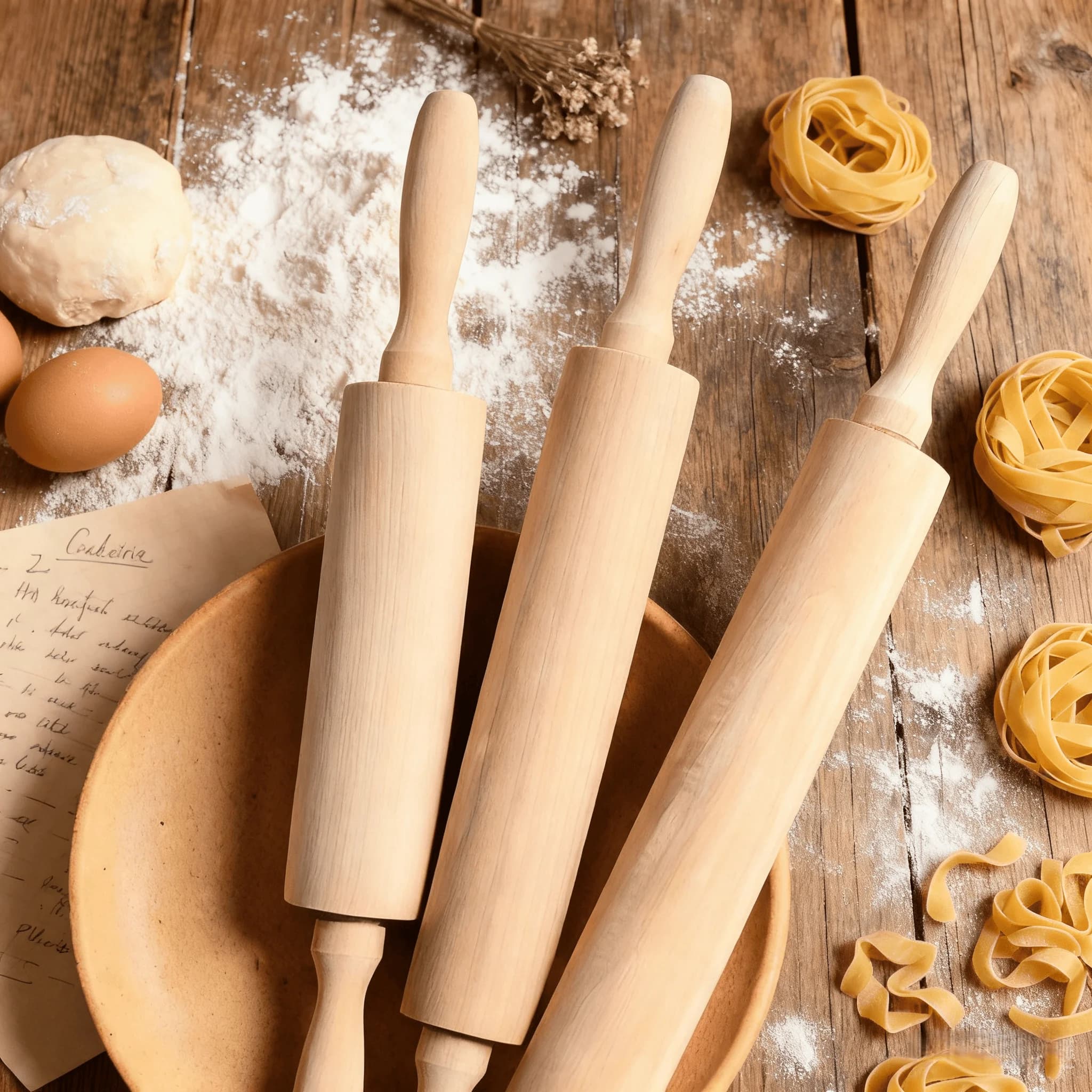 Rouleau à pâtisserie en bois massif disponible en deux tailles
