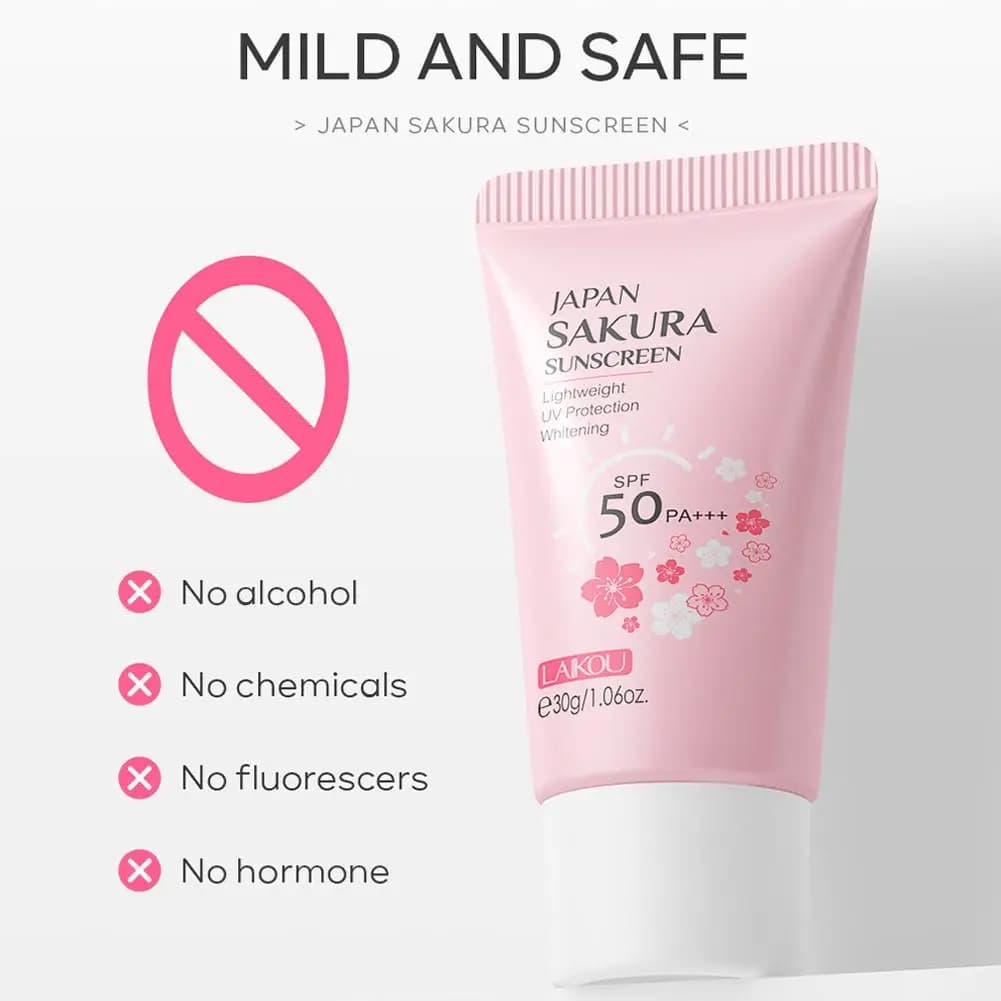 Sakura-Crème Solaire éventuelles F50 Hydratante UV, Protection du Visage et du Corps, Isolation Gratitude, Contrôle de l'Huile, SAP Mélanine, Soins de la Peau