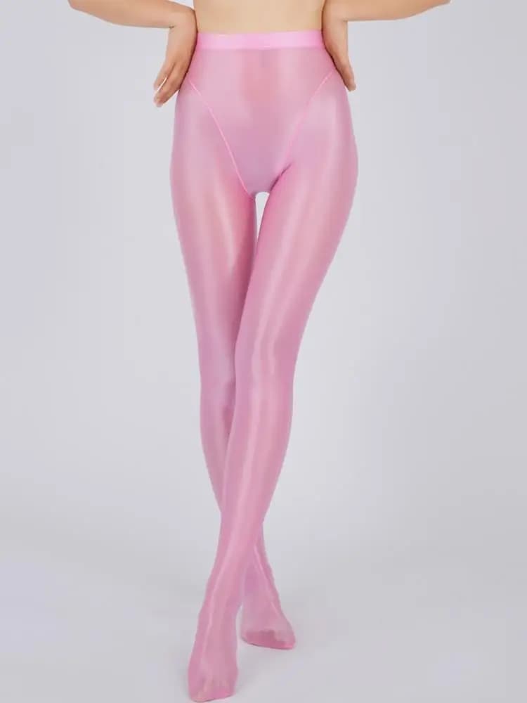Sexy femmes mince transparent voir à travers taille haute Sexy serré soie brillant crayon pantalon huile brillant couleur bonbon Yoga Leggings pantalon