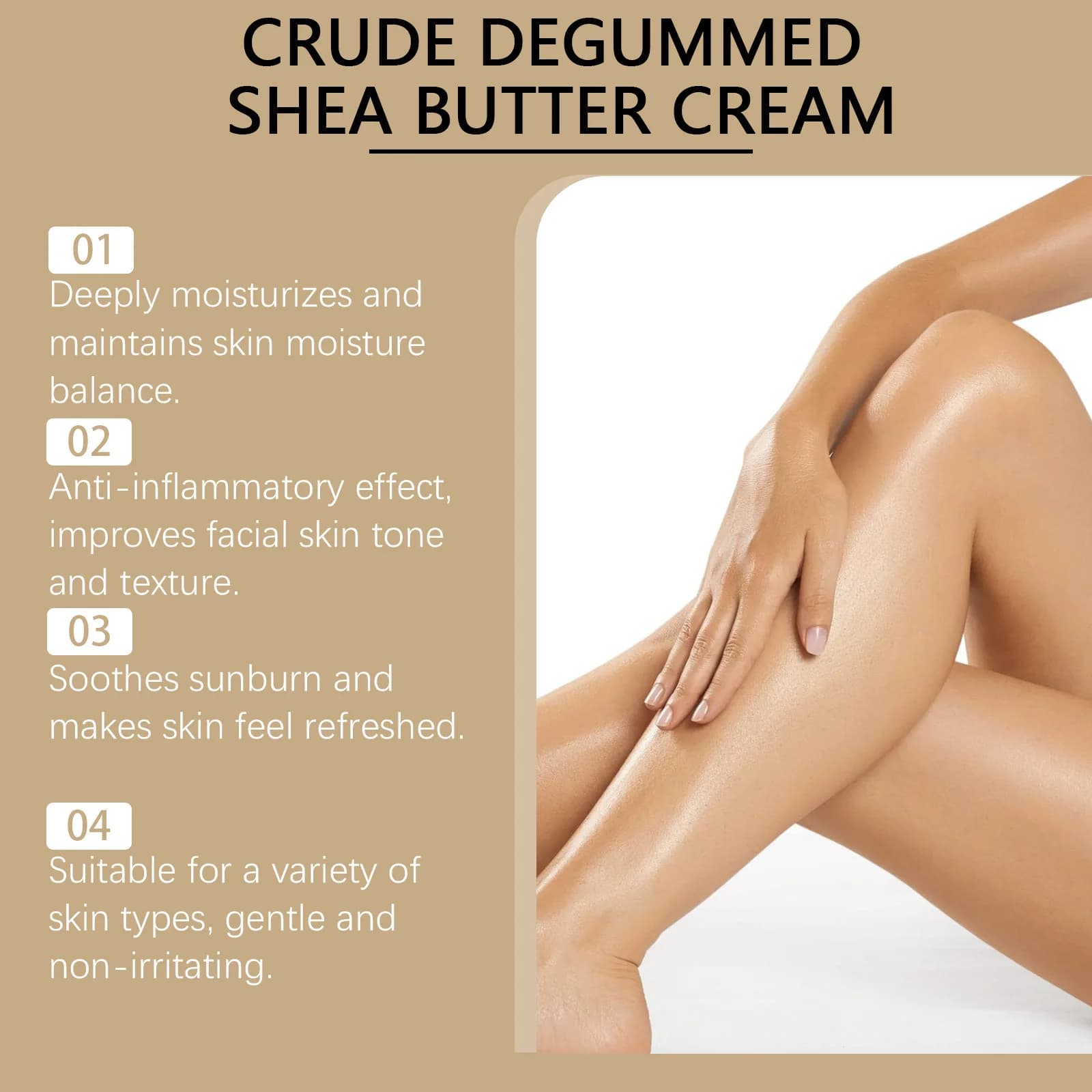 Crème hydratante au beurre de karité, adaptée au visage et au corps, hydratation longue durée et soin nourrissant complet du corps