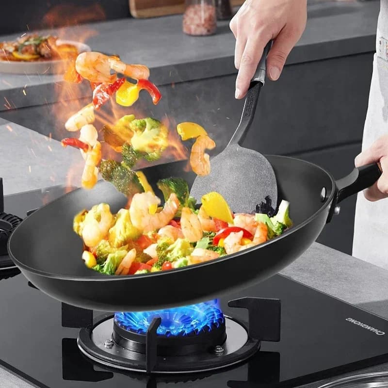 Poêle à frire en fonte antiarina, marmite sans revêtement, ustensiles de cuisine pour cuisinière à gaz et cuisinière à induction, steak frit, wok