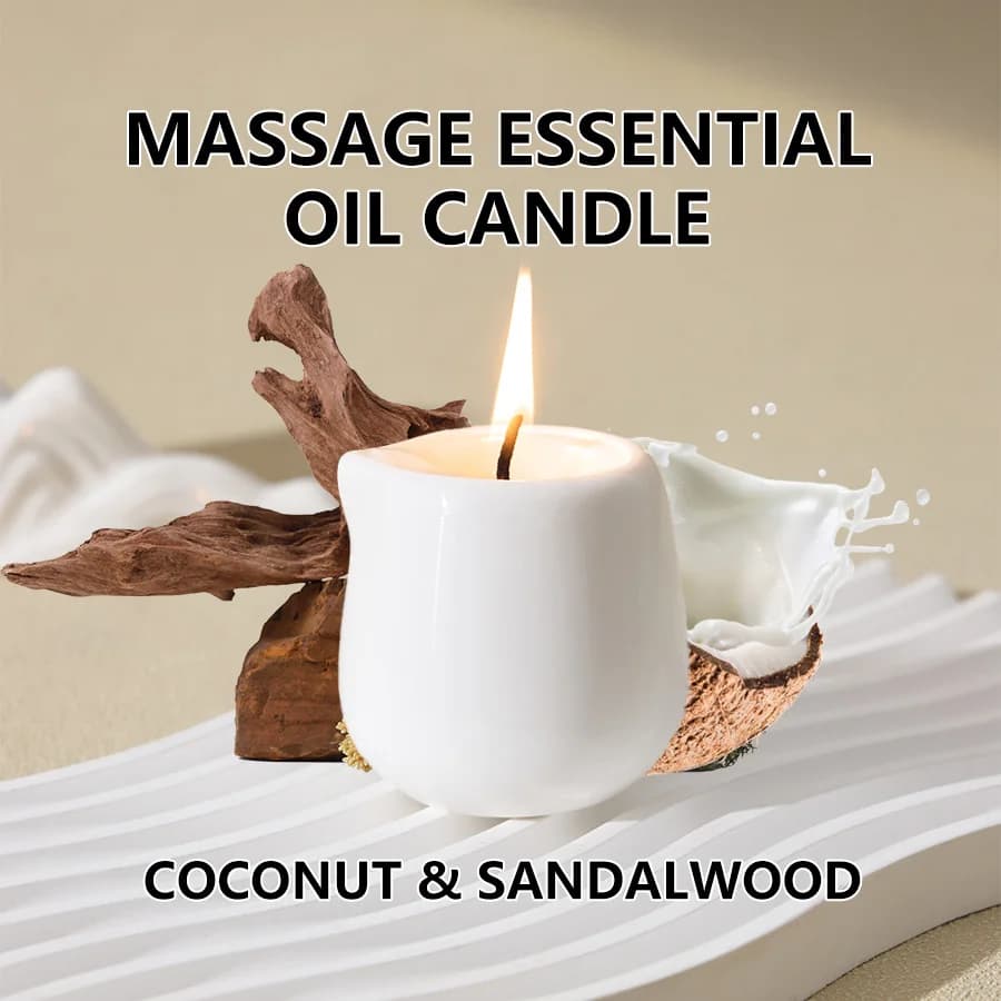 Bougie de massage naturelle parfumée aux fruits. Chaleur faible. 1,69 oz, cire de noix de coco. Hydratant. Pour la maison et la Saint-Valentin. Luxe naturel. Apaisant