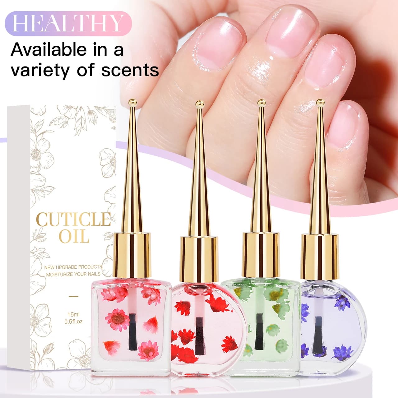 IDadvocate COLOR-Huile parfumée pour le soin des ongles, huile naturelle avec de vraies fleurs, 15ml, bio, N64