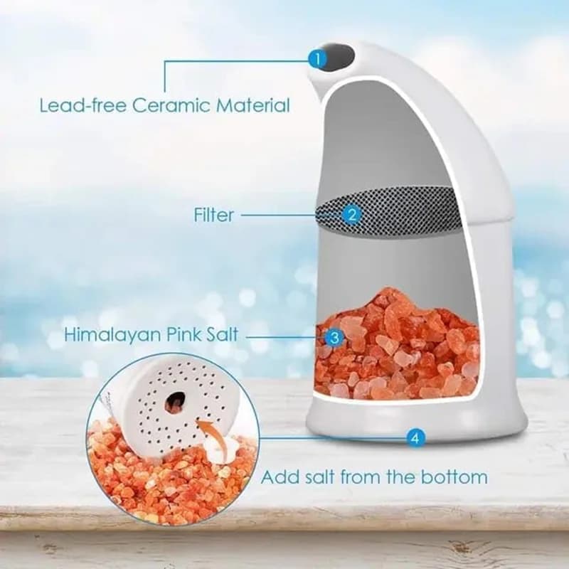 Humidificateur d'inhalateur de sel en céramique, atomiseur pratique de sel de l'himalaya pour nettoyer le système respiratoire et soulager le Stress