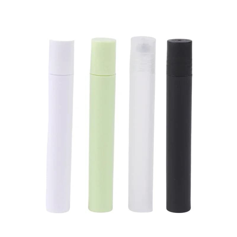 Bouteille vide de boule de rouleau de parfum de 10ml sur le récipient d'huile de liquides d'acier inoxydable en plastique porte-bouteilles rechargeables