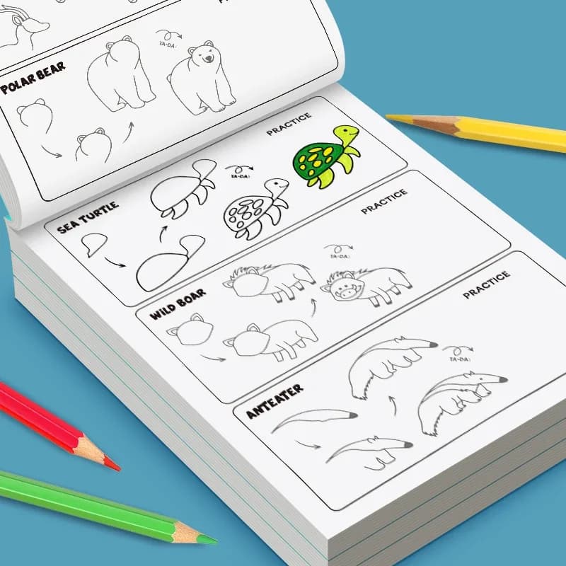 Livre de dessin étape par étape pour enfants – Apprendre à dessiner tout Tutoriel facile pour les enfants, cadeau créatif