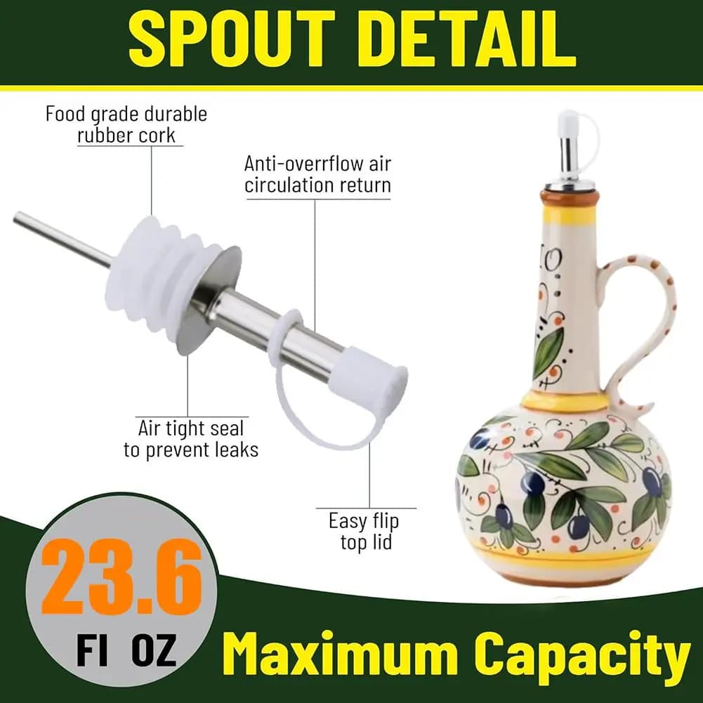 Distributeur d'huile d'olive de 500ml, bouteille de vinaigre d'huile en céramique gaufrée, conteneur de stockage de condiments, distributeur d'huile en céramique