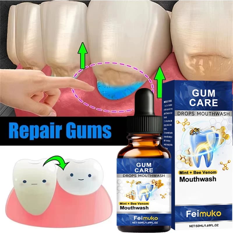 Essence réparatrice pour gencives endommagées, soulage les gencives sensibles, atténue l'atrophie et l'enflure, réduit les saignements, combatt la mauvaise haleine, blanchit les dents, améliore la san