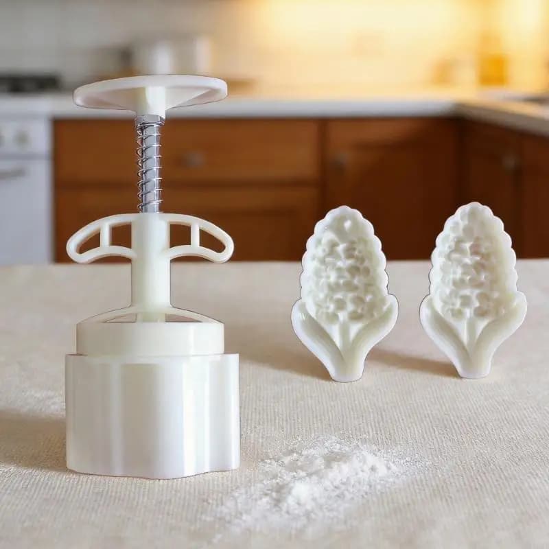 Ensemble presse à pâtisserie avec 2 assiettes à motifs interchangeables