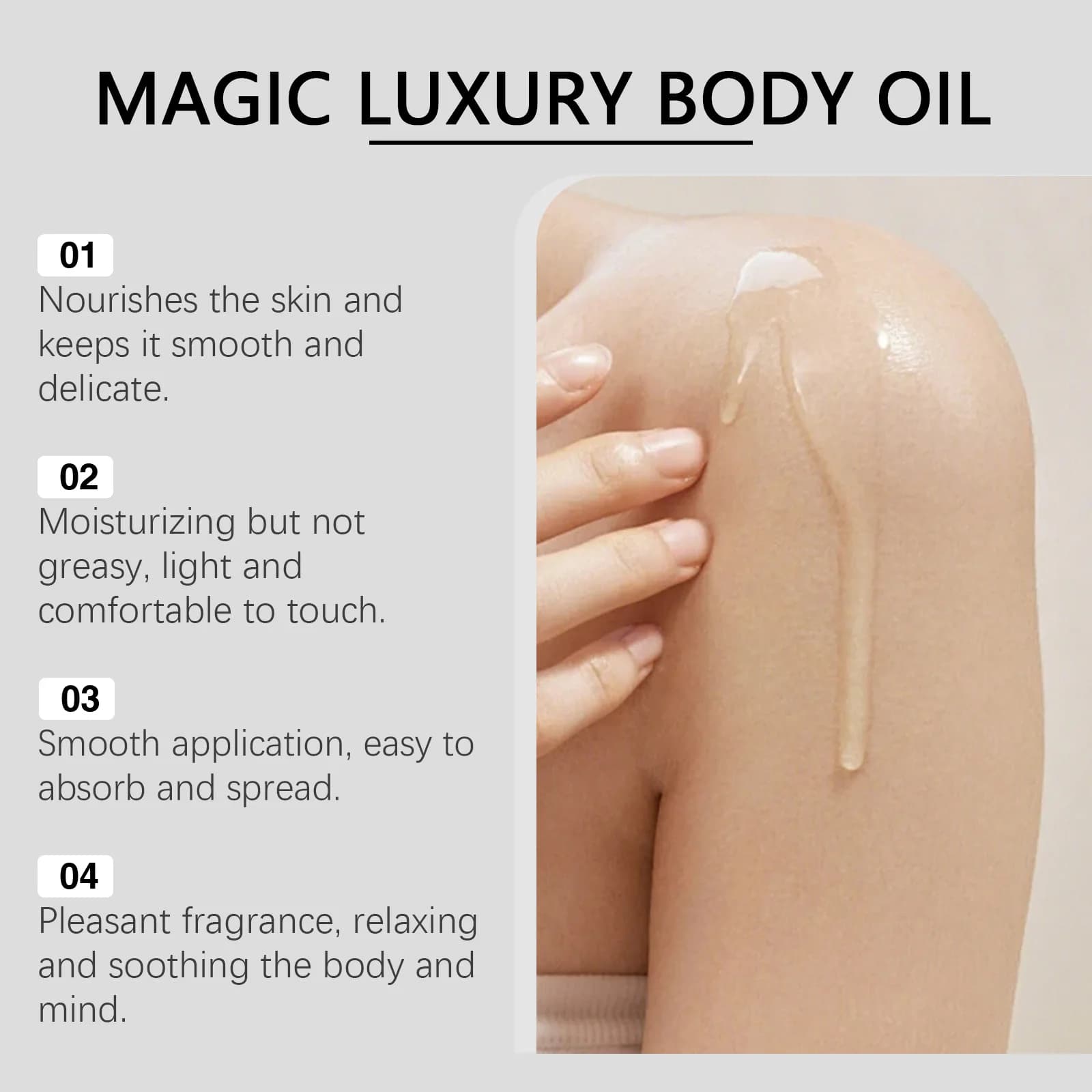 Huile corporelle magique de luxe, raffermissante, élimine les ridules, Anti-séchéité, améliore l'affaissement, huile essentielle de Massage lisse et hydratante