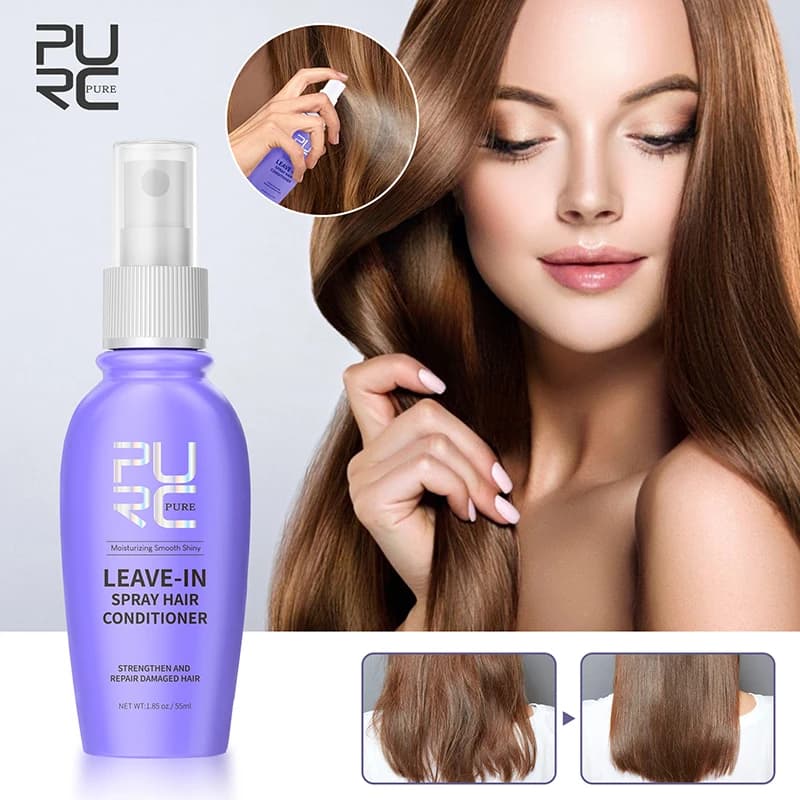 PURC-Spray pour cheveux sans rinçage, huile de revitalisant AMP, réparation des cheveux abîmés, traitement des frisottis, lissage, soin des cheveux brillants et lisses, 55ml