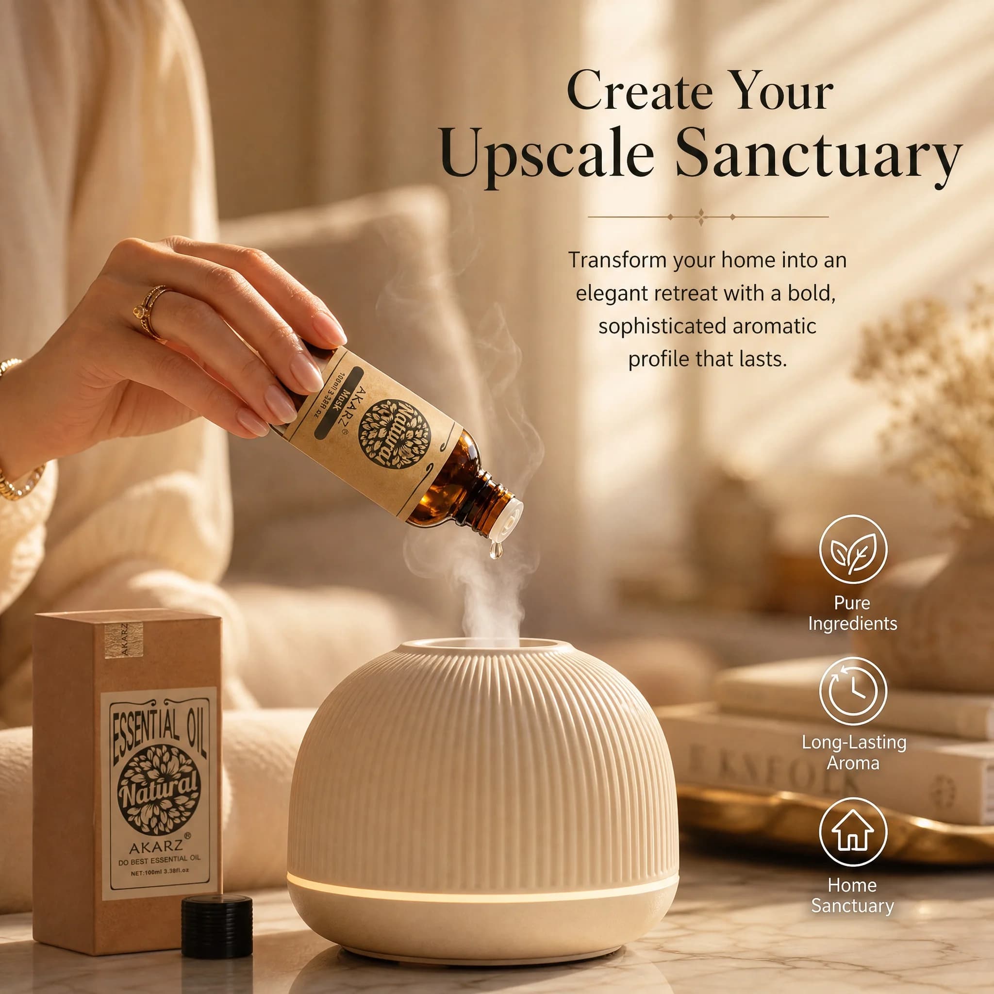AKARZ-Huile essentielle de musc naturelle, soin du visage et du corps, aromathérapie