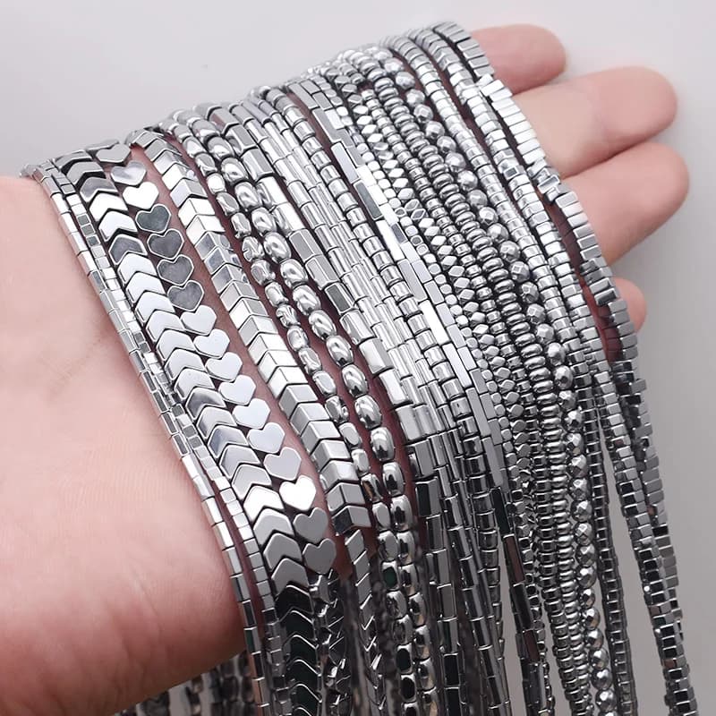 Placage argent couleur rétention naturel hématite pierre entretoise perles en vrac pour la fabrication de bijoux Bracelets à faire soi-même trouver