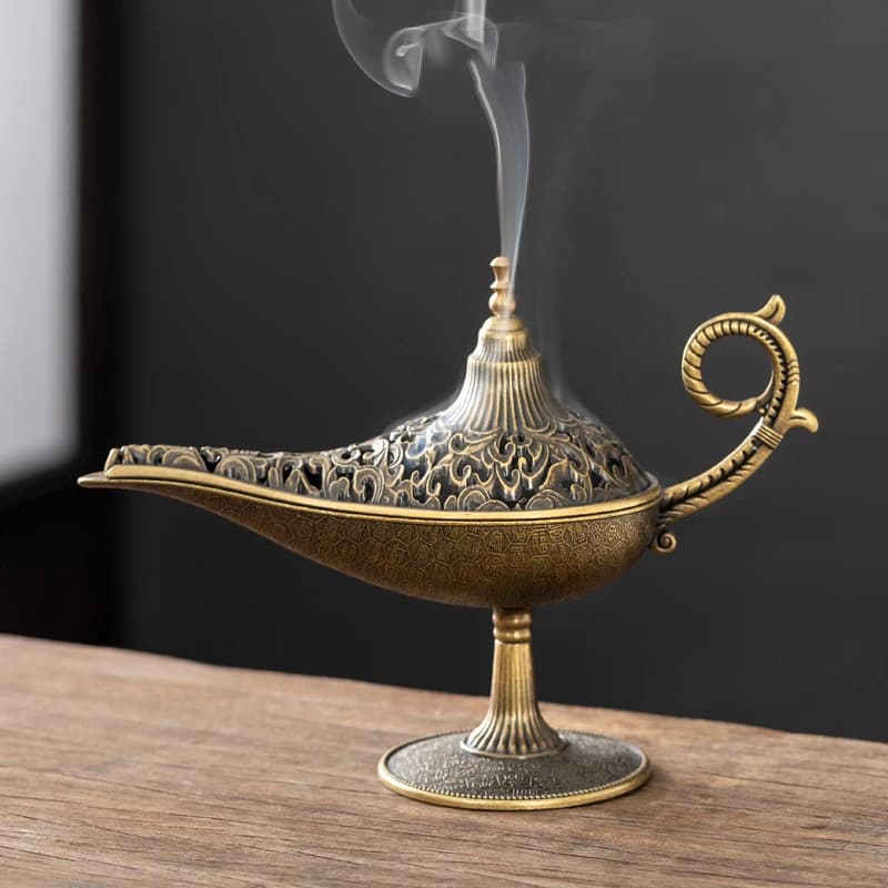 Brûleur d'encens en métal de style antique, porte-bougie parfumée ou non parfumée, décoration d'intérieur, cadeau, brûleur d'encens arabe