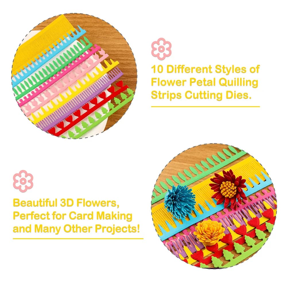 Matrices de découpe de fleurs en spirale 3D, bandes de quilling de pétales de fleurs enroulées pour bricolage, scrapbooking, artisanat décoratif, cartes en papier exécutives