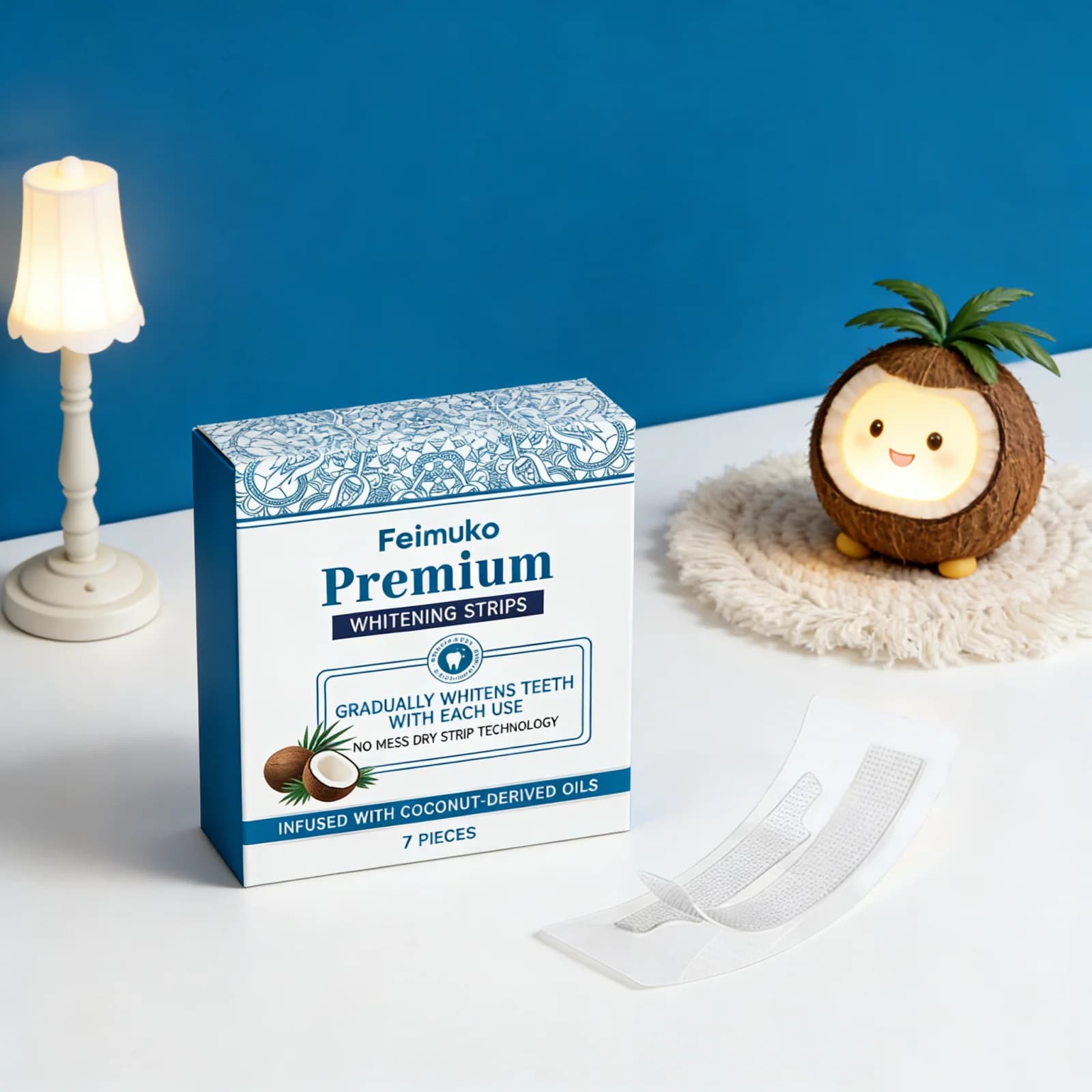 Bandes de gel blanchissantes professionnelles pour les dents à l'huile de coco naturelle, éliminent le jaunissement, sourire confiant, patch de blanchiment dentaire non irritant