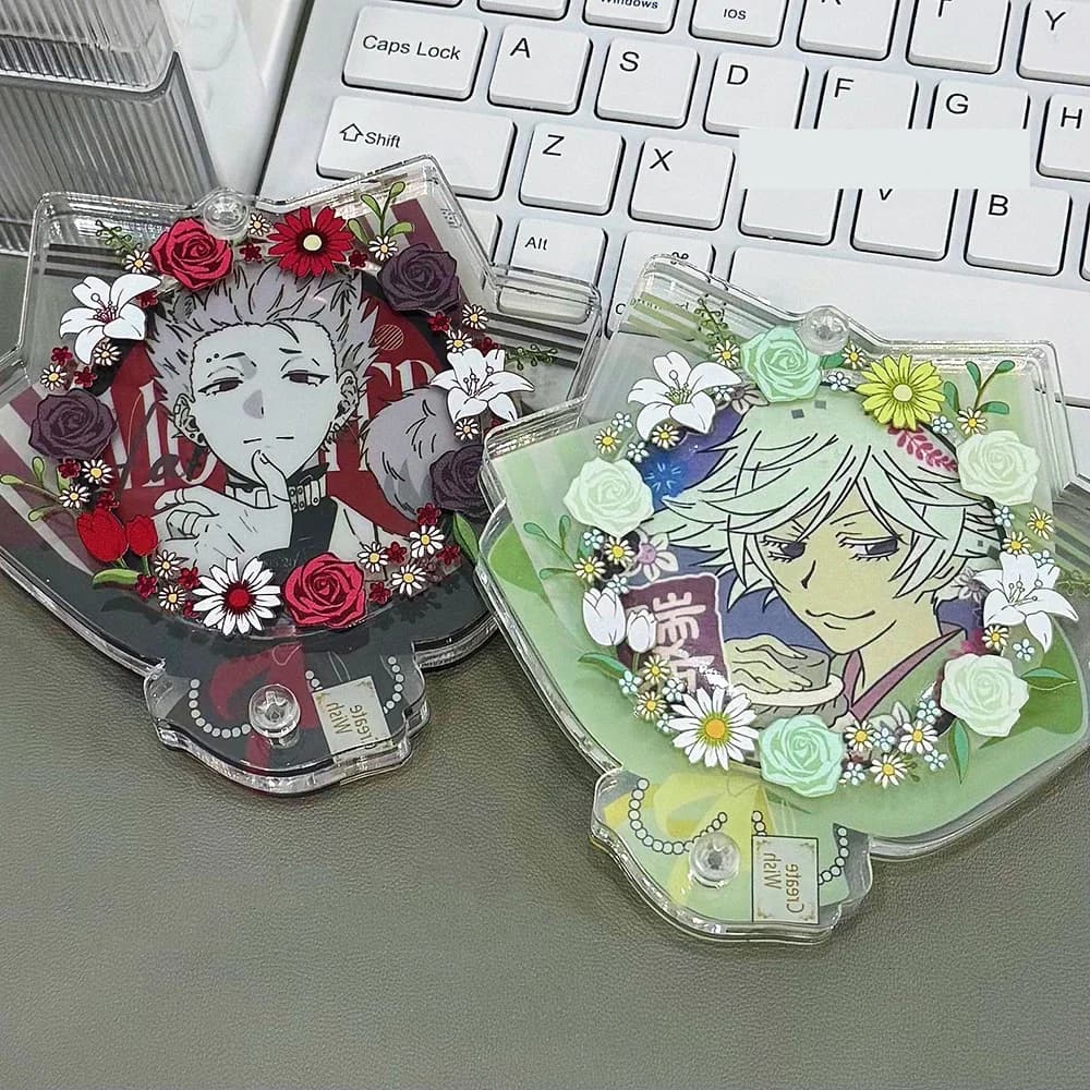 Boîte de rangement de beauté Bouquet éternel, cadre de carte en acrylique de 58mm, Badge en brique de haute qualité, boîtes de rangement décoratives, cadeau pour amis