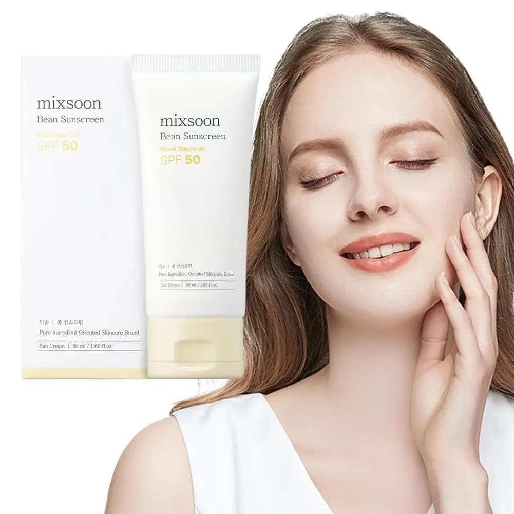 Crème solaire Mixsoon Bean SPF 50 – Crème solaire coréenne à l'extrait de soja, douce pour la peau, légère et anti-graisse, protection UVA/UVB