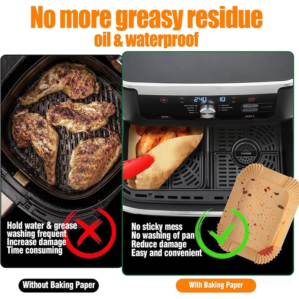 Papier pour friteuse à air Ninja AF500EU jetable antiadhésif sans BPA cuisson saine sans huile Compatible avec les friteuses à air double zone