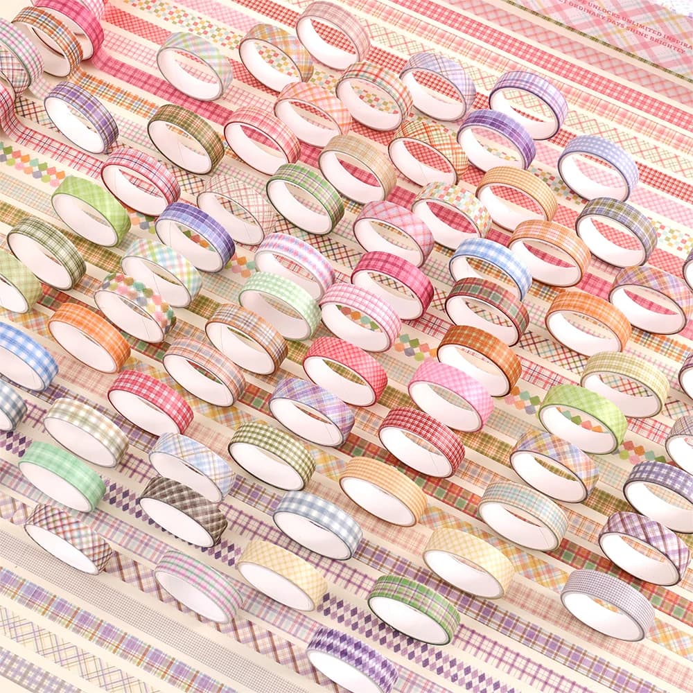 60 rouleaux de rubans Washi Vintage, ensemble de rubans de masquage décoratifs à rayures colorées pour bricolage, artisanat, journal, Scrapbooking
