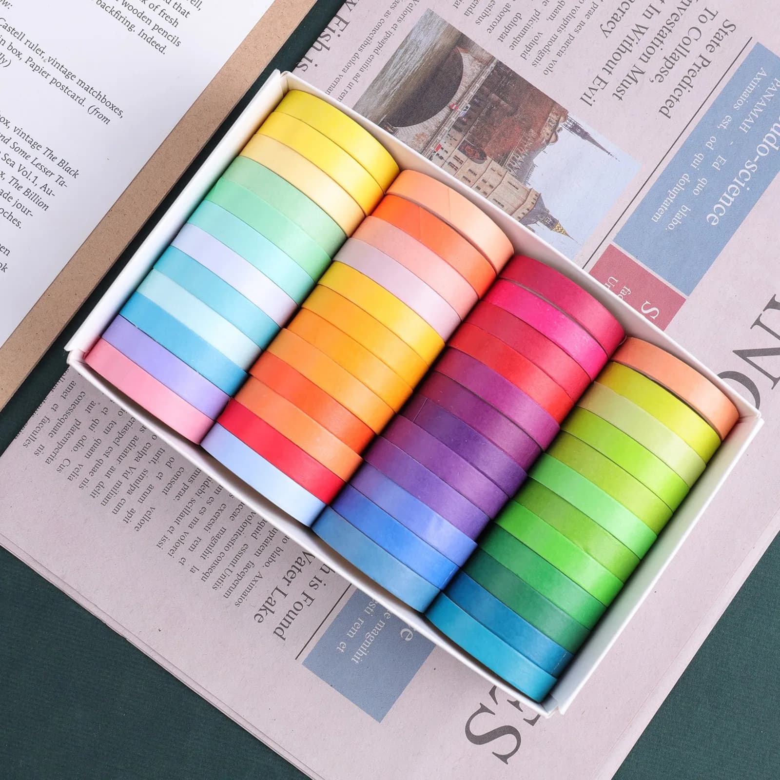 48 rouleaux de ruban adhésif Washi, ruban de masquage de 8 mm de large, couleur unie arc-en-ciel, décoratif pour journal intime, Scrapbooking, fournitures scolaires et de bureau