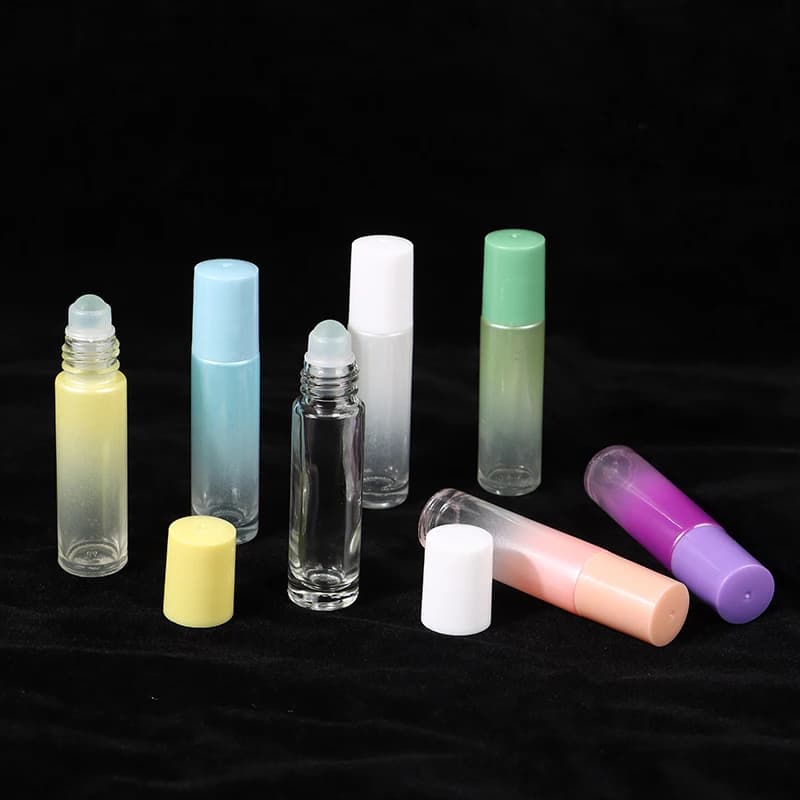 Bouteilles en verre épais de 10ml, bouteille vide de couleur dégradée, bouteille à bille roulante pour huile essentielle, Kit de voyage, bouteille de parfum