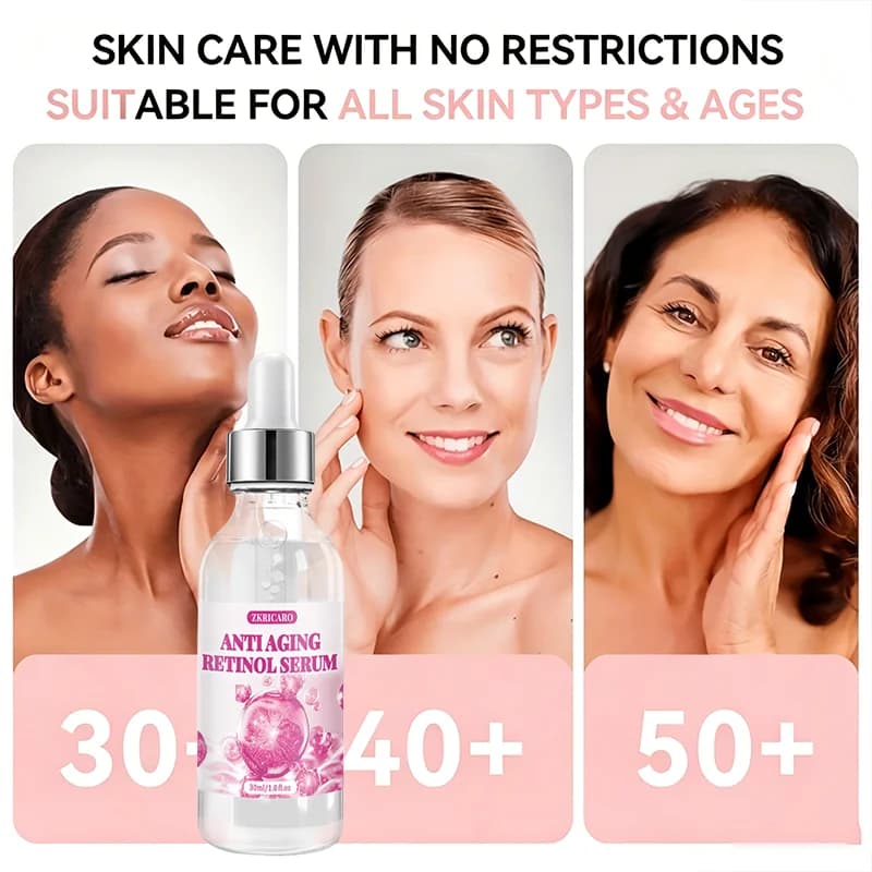 Sérum anti-âge au rétinol, hydratant et adoucissant quotidien hautement efficace, améliore l'élasticité de la peau, créant un aspect jeune.