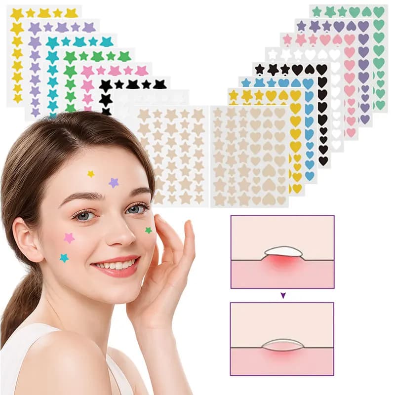 8/16 Patchs Étoiles Colorés pour l'Acné – Améliore la Peau des Femmes – Outil Hydrocolloïde Anti-Acné – Couvre les