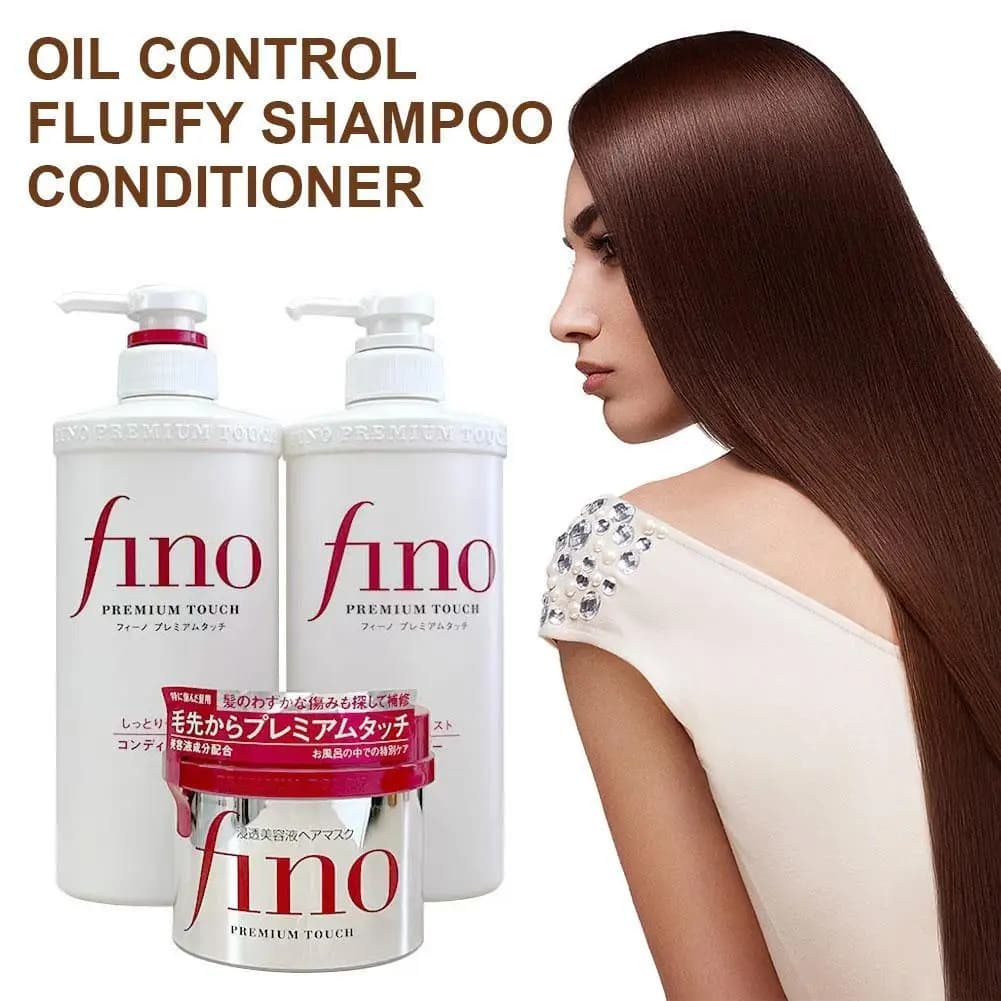 Shampooing/après-shampooing/masque capillaire Premium Touch Fino, réparation des cheveux abîmés, contrôle du sébum, lissage des cheveux crépus pour des mèches soyeuses et volumineuses