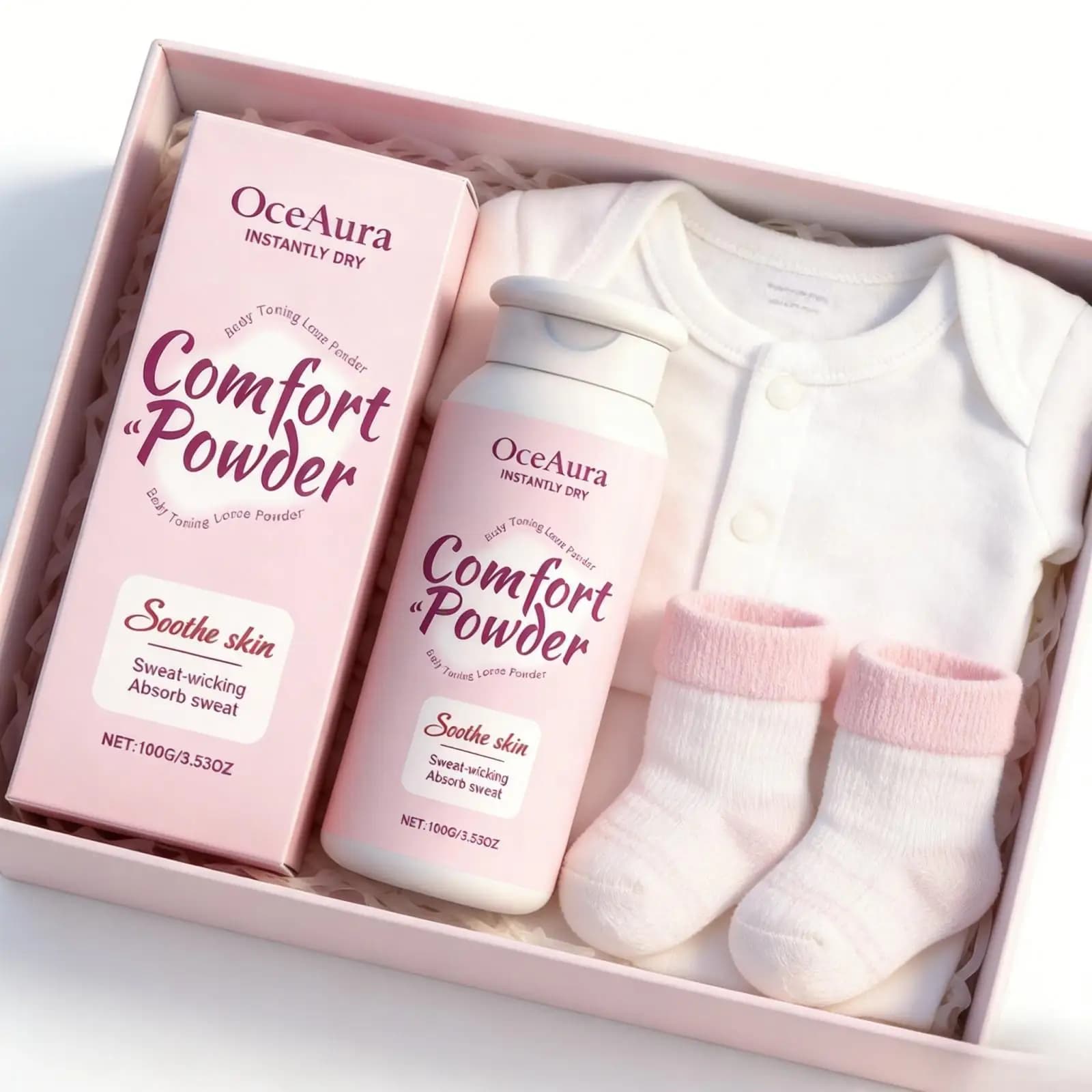 Poudre corporelle parfumée OceAura Comfort Anti-Friction pour Cuisses et Aisselles, Anti-Transpiration, Peau Lisse, Rafraîchissante, Poudre Libre 100g