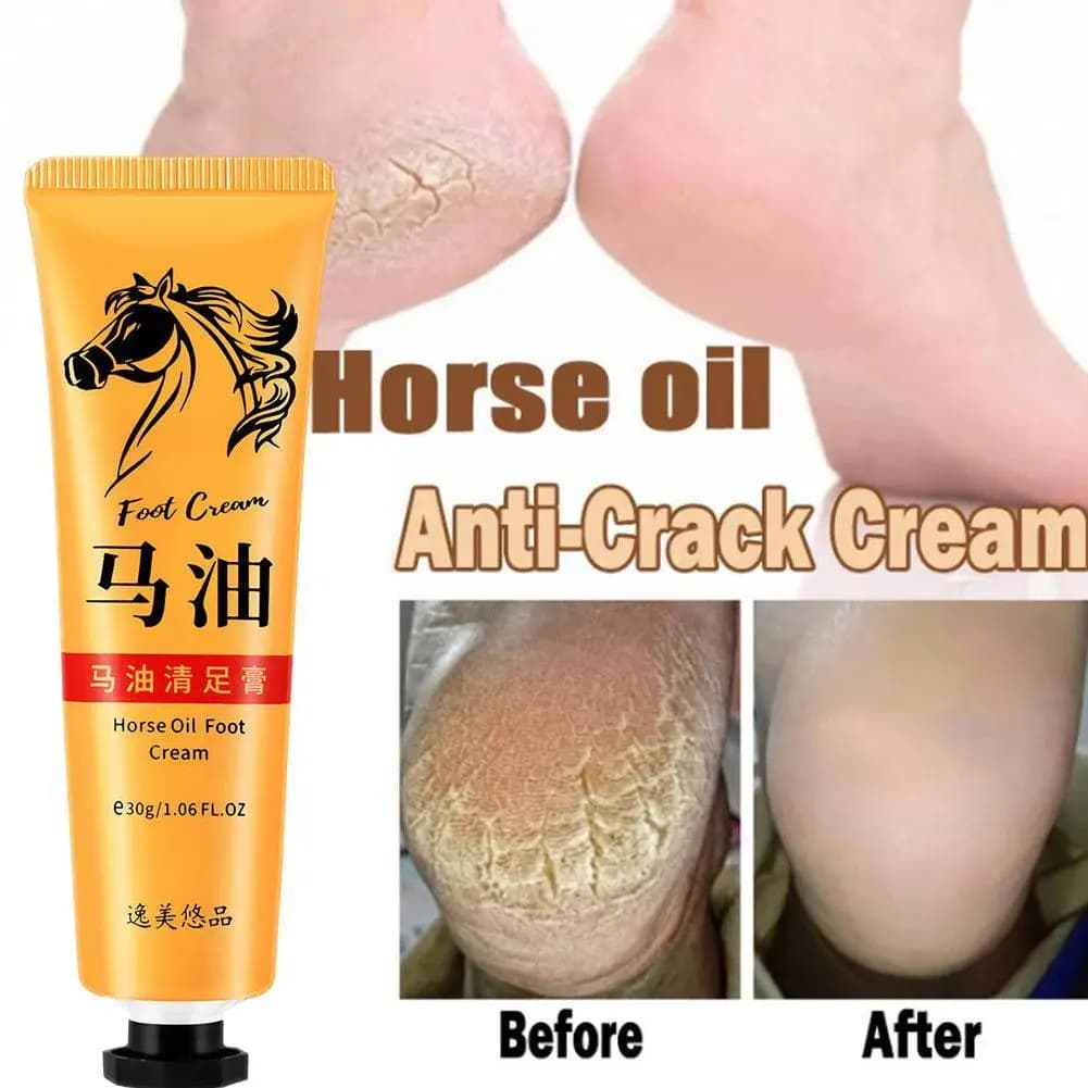 Crème pour les pieds à l'huile de cheval, anti-dessèchement, anti-fissures, hydratation profonde, soin des pieds, adoucit la peau, restaure la douceur