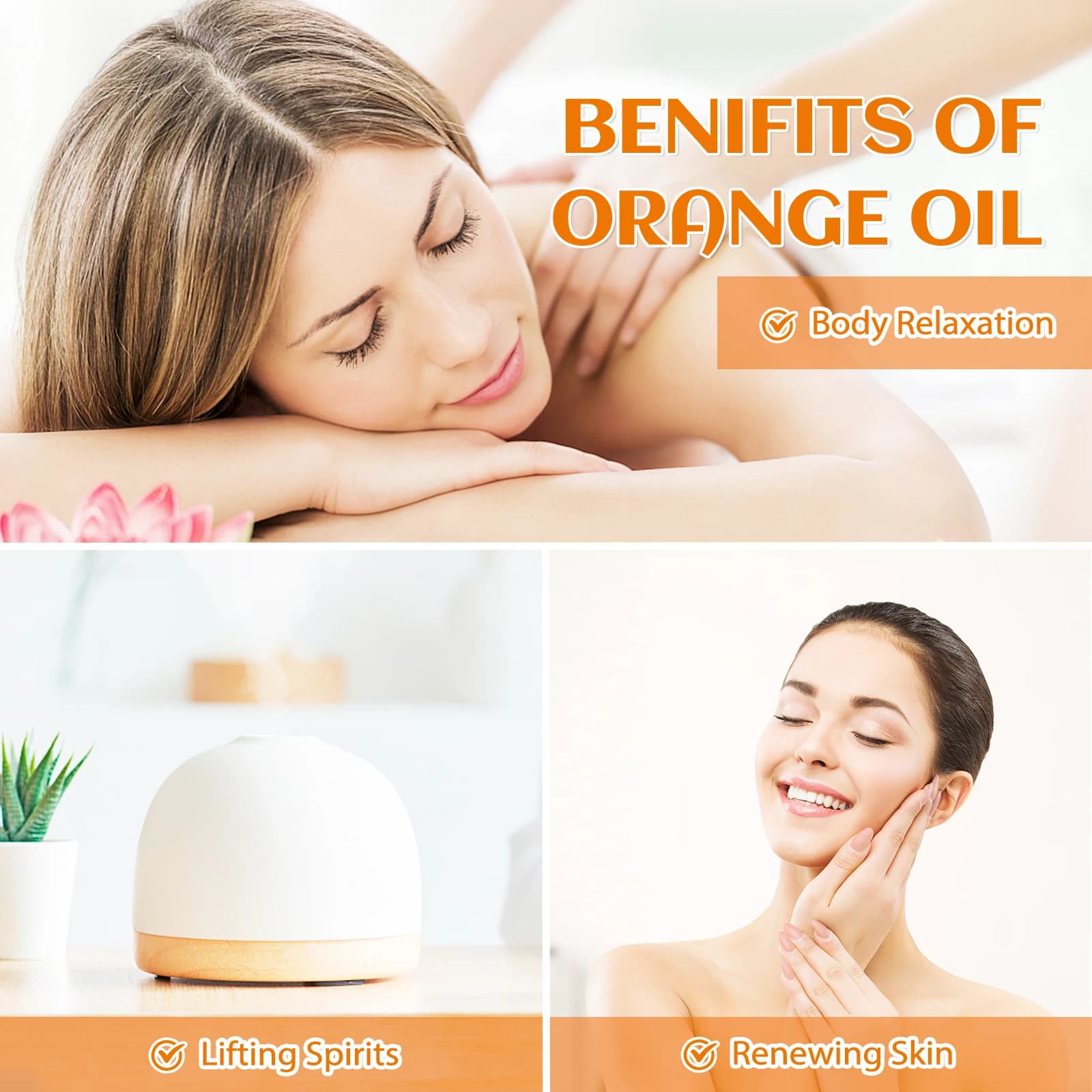 Huile essentielle d'orange douce EVOKE OCCU, 4 fl.oz. Huile essentielle de citron pure pour massage, fabrication de bougies DIY, diffuseur d'air frais, humidificateur