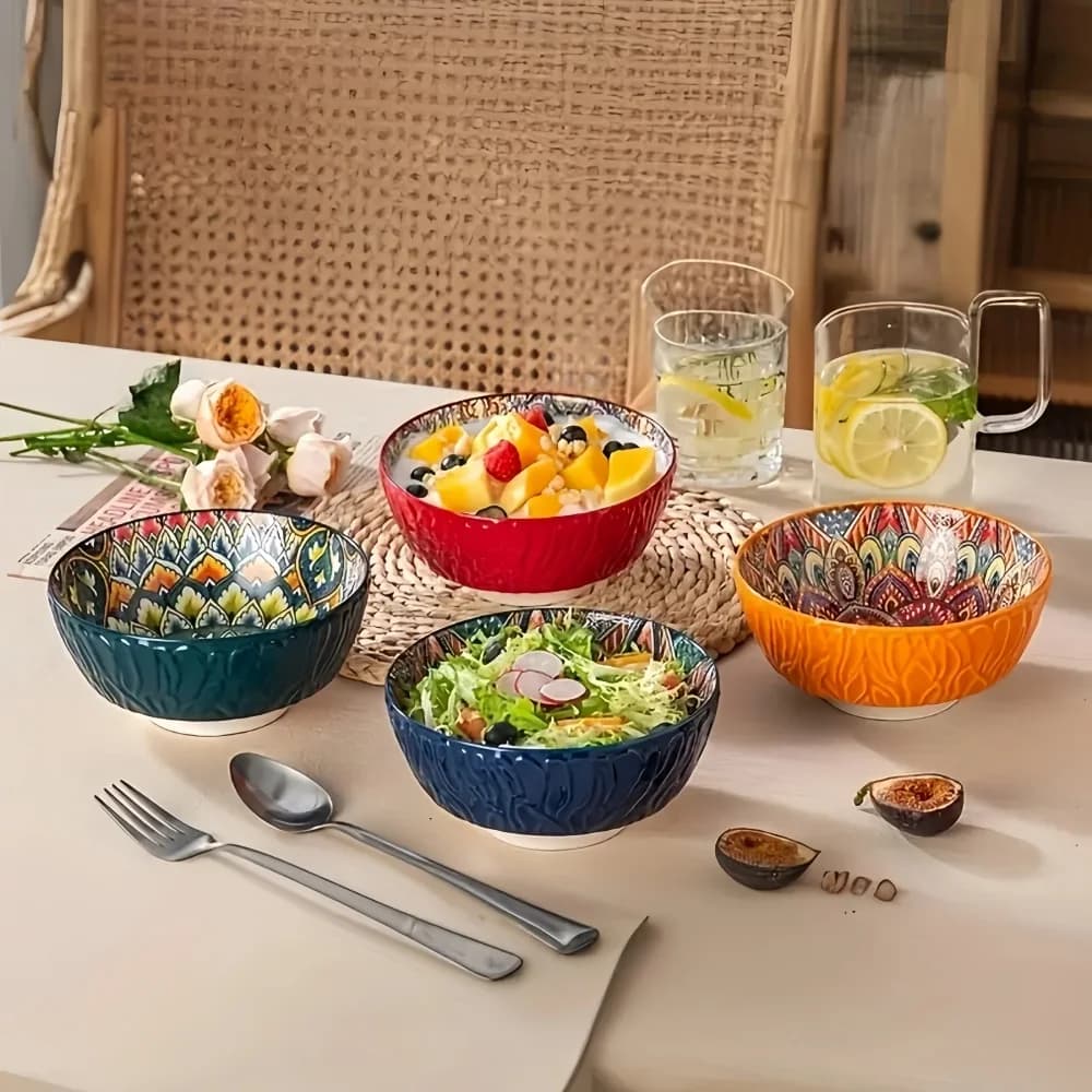 Les bols en céramique bohème sont polyvalents et parfaits pour les céréales, les soupes, les flocons d'avoine, les pâtes, les bols à salade de fruits de grande valeur et sont préférés