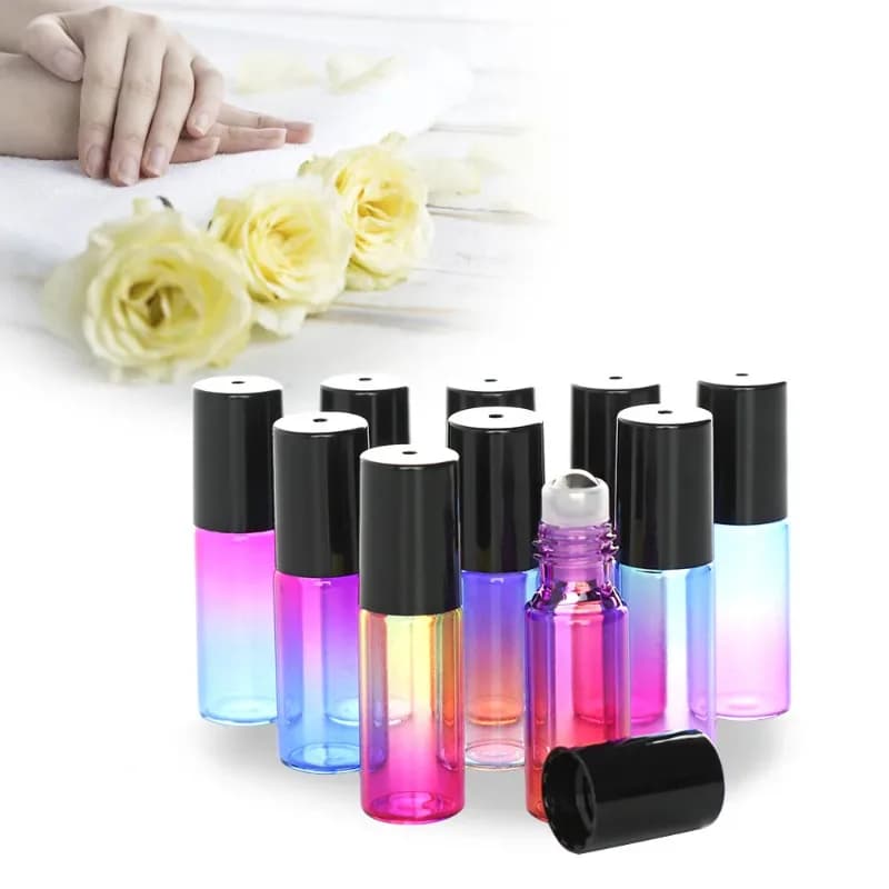 Flacons en verre à bille roulante en métal, flacons pour huile essentielle, parfum de Cologne, test d'échantillon de voyage, 5ml, 30 pièces, 50 pièces, 100 pièces