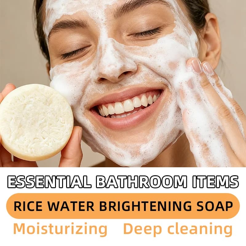 Savon éclaircissant à l'eau de riz 60g – Nettoyage en profondeur hydratant, sûr et doux pour peaux sensibles, pour le visage et tout le corps