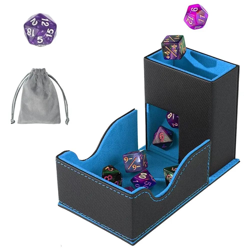 Tour de dés pliable portable en cuir PU avec sac