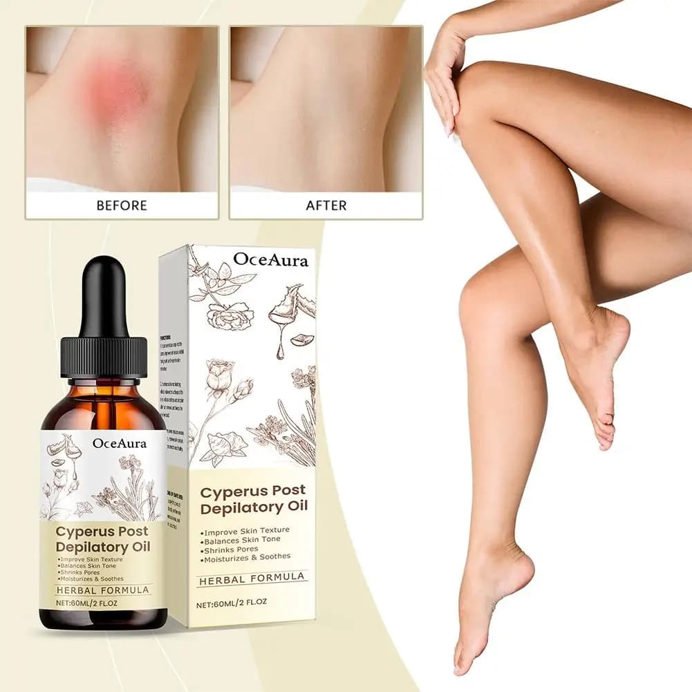 Huile Essentielle Naturelle de Cyperus Rotundus 60ml pour Épilation, Hydratation, Apaisement de la Peau, Réduction des Poils Corporels, Épilation Indolore Post-traitement